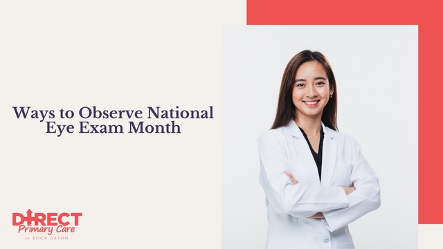 Ways to observe National Eye Exam Month image of doctor with crossed arms